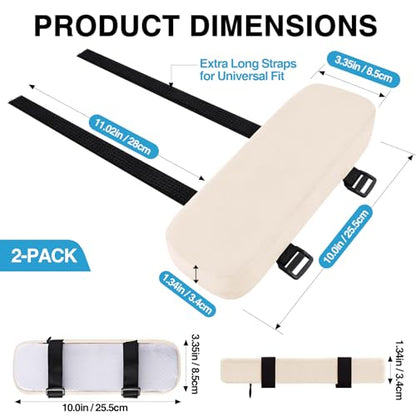 Smiry Ergonomic Office Chair Armrest Pads, Memory Foam Arm Rest Covers, Non-Slip Armrest Cushion with Adjustable Buckles and Straps, Elbow Relief for Desk, Gaming & Wheelchair (Cream, Set of 2) - color: Cream