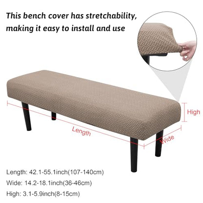Stretch Bench Covers, Bench Seat Covers, Bench Cushions Covers, Printed Bench Seat Protector, Washable Bench Slipcover, Rectangle Bench Covers for Dining Room, Living Room, Kitchen(Twill camel) - color: Twill Camel