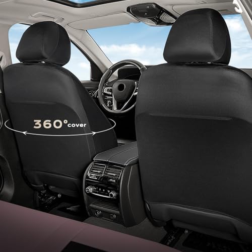 Coverado Car Seat Covers Front Seats, Luxury Leather Car Seat Covers, Automotive Mesh Seat Covers 2 Pack, Airbag-Compatible, Black Pink Seat Covers for SUV Sedan Truck
