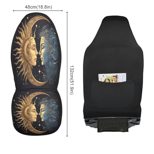 Sun and Moon Car Seat Covers Universal Fit Breathable Front Seat Protector for Cars, Trucks, SUVs, and Vans (Easy to Install, 2-Piece Set)
