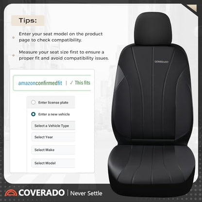 Coverado Car Seat Covers Front Seats, Automotive Seat Covers 2 Pack, Leather Car Seat Covers, Airbag-Compatible, Spill-Proof Design, Black Seat Covers for SUV Sedan Truck - color: Black, size: FrontPair