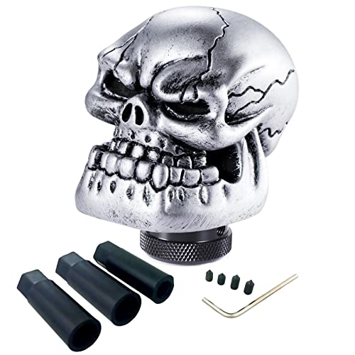 Skeleton Shifter Knobs Skull Gear Lever Handle Car Shift Head Fit Most Manual Automatic Transmission Vehicles, Silver - color: Silver