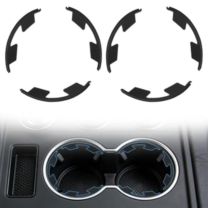 Car Cup Holder Limiter, 6Pcs Cupholder Insert for Car, Silicone Stabilizer for Water Bottles & Travel Mugs, Secure Fit with Anti-Slip Base, Universal for Most Vehicles (Black)