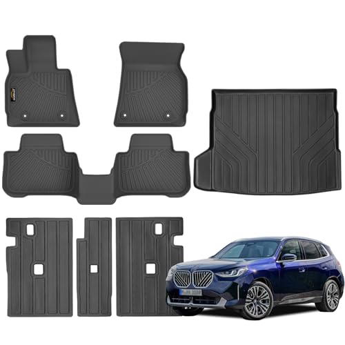 Floor Mats Custom Fit for BMW X3 2025 2026 M50/30 xDrive Trunk Mat with Backrest Mat All Weather TPE Rubber Cargo Liner Anti-Slip Full Set for BMW X3 Accessories (Trunk Mat+Backrest Mats+Floor Mats) - size: For BMW X3 2025-2026
