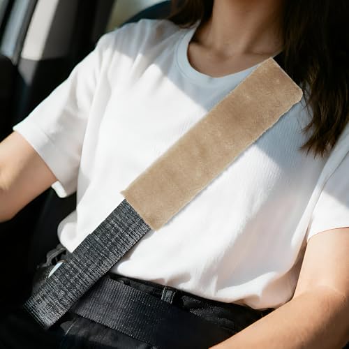 PATIKIL Car Seat Belt Cover Pad, (Light Red) (2 Pcs), Soft Fluffy Seatbelt Cushion Shoulder Strap Covers, Suit for - Bag/Auto/Car Accessories - color: Light Red
