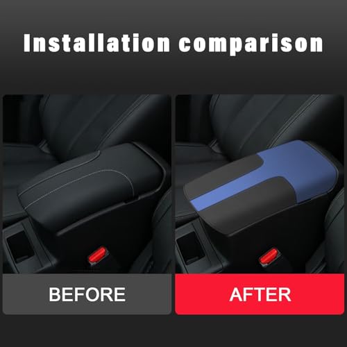 AOMSAZTO Console Covers for 2014-2020 Nissan Rogue Armrest Covers for Nissan Rogue Black with Blue Leather - color: Rogue Black with Blue
