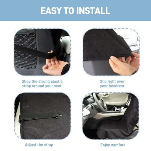 Waterproof Car Seat Cover Towel Front Seats 2 Pack, Universal Fit Waterproof Sweating Seat Protector for Cars and SUVs, Anti-Slip Front Seat Cover for Gym, Outdoor, Pets & Travel, Black