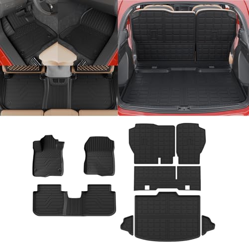 Floor Mats Compatible with 2023 2024 2025 2026 Honda CRV Cargo Mats Liner TPE Back Seat Cover Trunk Mats Fuel 2024 CR-V Accessories Non-Hybrid (Lower Deck, Trunk Mat+Backrest Mats+Floor Mats) - style: For Honda CRV Gas | 2023-2026