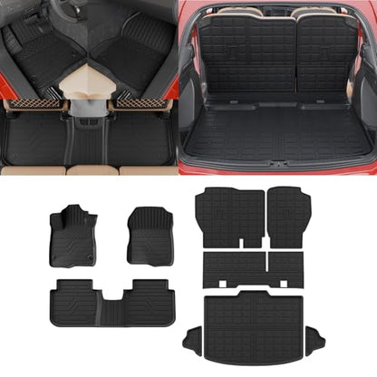 Floor Mats Compatible with 2023 2024 2025 2026 Honda CRV Cargo Mats Liner TPE Back Seat Cover Trunk Mats Fuel 2024 CR-V Accessories Non-Hybrid (Lower Deck, Trunk Mat+Backrest Mats+Floor Mats) - style: For Honda CRV Gas | 2023-2026