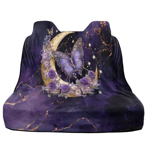 Butterfly Moon Rose Marble Print Waterproof Backseat Cover for Car Trucks Van SUV Jeep, Universal Fit Non-Slip Rear Bench Towel Seat Covers for All Seasons - color: Butterfly Moon Rose Marble