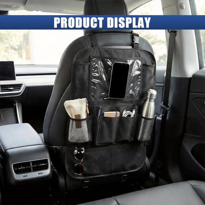 Craedli Car Backseat Organizer, Oxford Cloth Auto Seat Kick Mats with Clear Tablet Holder & 9 Pockets, Waterproof Back Seat Protector, Universal Car Road Trip Storage Essential (1PC) - size: 1PC