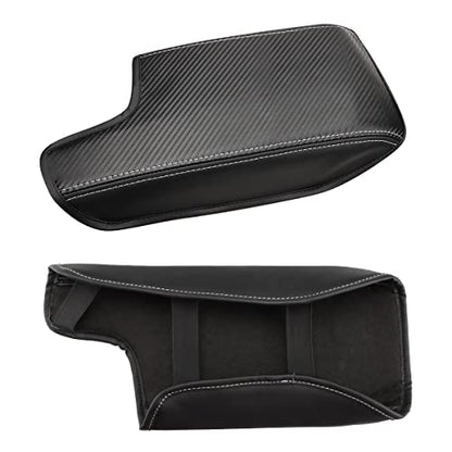 INTGET Car Center Console Armrest Cover for Subaru Crosstrek Accessories 2018-2022 2023 Impreza 2017-2023 Leather Arm Rest Box Lid Cover Seat Protector (Black with Carbon Fiber Texture) - color: black with carbon fiber texture