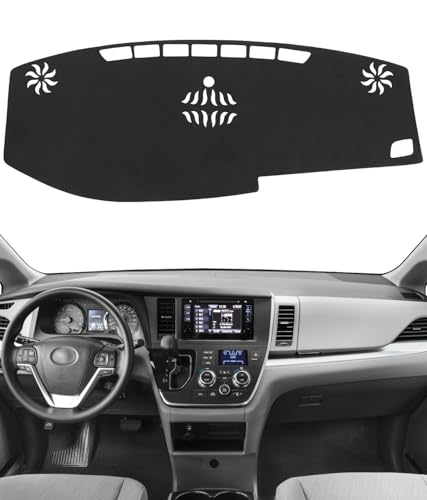 BIBLOZ Dash Cover for Toyota Sienna 2015-2020 Accessories Black Flannel Dashboard Cover Mat Car Dashboard UV Sun Protection - size: 2015-2020 Sienna