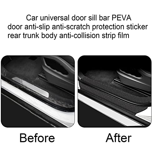 Ajxn Anti-Slip Car Door Entry Guard, 16.4FT DIY Adhesive Car Door Sill Protector, Car Paints Protector Sticker Cover Also Prevent from Scuffs, Scratches, or Damage, Textured Black (16ft x 7cm)