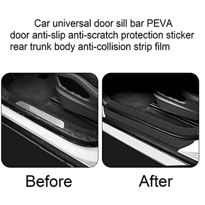 Ajxn Anti-Slip Car Door Entry Guard, 16.4FT DIY Adhesive Car Door Sill Protector, Car Paints Protector Sticker Cover Also Prevent from Scuffs, Scratches, or Damage, Textured Black (16ft x 7cm)