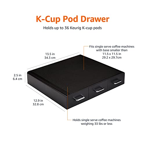 Amazon Basics K-Cup Compatible Coffee Pod Storage Drawer, 3 Easy-Open Drawers, 36 Pod Capacity, Black - size: (Pack of 1)