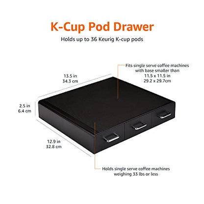 Amazon Basics K-Cup Compatible Coffee Pod Storage Drawer, 3 Easy-Open Drawers, 36 Pod Capacity, Black - size: (Pack of 1)