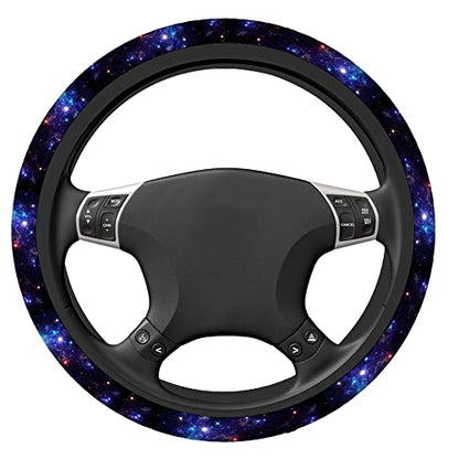 Swono Galaxy Purple Car Steering Wheel Covers Abstract Beautiful Space with Star Women Men Interior Accessories Universal 15 Inch Steering Steering Wheel Protector Anti-Skid Grips - color: multi-053