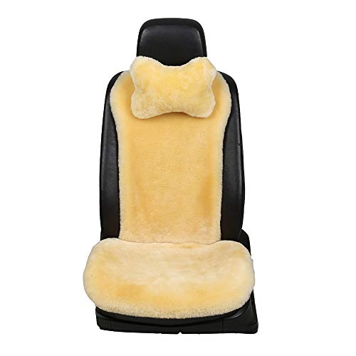 OGLAND Fluffy Cozy Fur Sheepskin Universal Car Seat Cover for Auto Fuzzy Seat Cushion Accessories Automobiles (3 Pack Front, Golden Yellow) - color: Golden Yellow