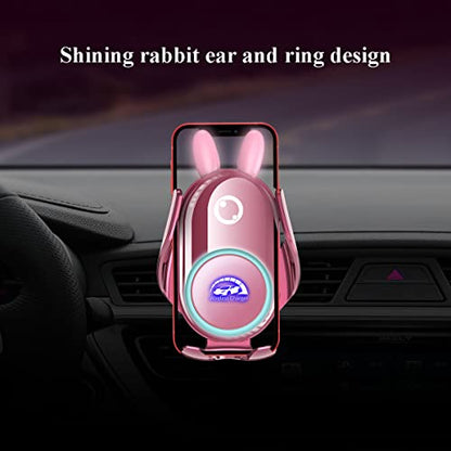 Wireless Car Charger Mount, Auto-Clamping,15W Dashboard Vent, Pink Cute Car Phone Holder Women for iPhone Samsung Andriod Phone - color: Pink