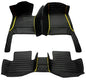 Customize Car Floor Mats for 99% Sedan SUV Sports Car All Weather Leather Full Coverage Waterproof Non-Slip Vehicle Lining Pads (Black Yellow Stitching) - color: Black yellow stitching