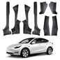8PCS Door Sill Protector for 5-Seats Tesla Model Y Juniper 2025-2026 - Anti-Kick Carbon Fiber Pattern Entry Guard - Anti-Scuff Waterproof Door Cover - No Drill Installation ABS Hard Interior Kick Pad