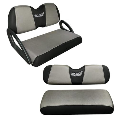 Golf Cart Seat Covers Front & Rear Set for Club Car Precedent | Also Fits Club Car Tempo & Yamaha G29 | Breathable Mesh | Cool & Sweat-Proof | Machine Washable | Easy to Install, Black&Grey - color: Grey & Black, size: Rear + Front Seat Precedent TEMPO YA
