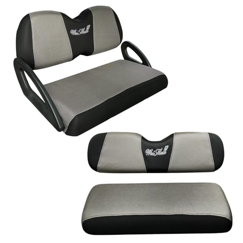 Golf Cart Seat Covers Front & Rear Set for Club Car Precedent | Also Fits Club Car Tempo & Yamaha G29 | Breathable Mesh | Cool & Sweat-Proof | Machine Washable | Easy to Install, Black&Grey - color: Grey & Black, size: Rear + Front Seat Precedent TEMPO YA