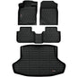 Floor Mats & Cargo Liner Fit with 11th Gen Honda Civic 2022-2025 2026 Sedan (Fits Rear Seats with or Without USB Ports), Full Set All Weather Protection 1st, 2nd Row Car Liners & Trunk Mat - style: Honda Civic 2022-2025