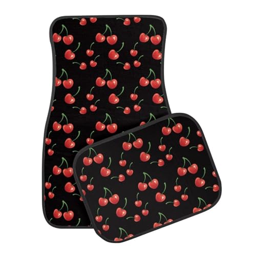 Red Cherry Black Automotive Floor Mats Front and Rear Car Mat Carpet Set 4 Pcs Fit for SUV,Vans,sedans,Trucks - color: Red Cherry Black
