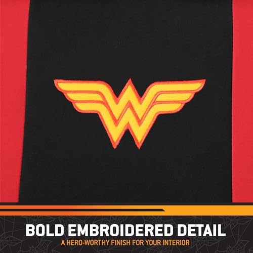 BDK Wonder Woman Car Seat Covers - Full 9 Piece Set - Warner Brothers Polyester Seat Protectors Black & Red - size: Full Set, style: Wonder Woman