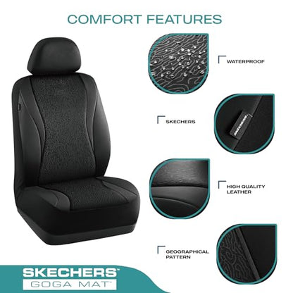 Skechers GOGA Mat Seat Covers,Universal Fit for Most Cars,Trucks,SUVs,Black | GOGA Mat Technology,Waterproof Car Seat Covers Front Seats,Airbag Compatible,Car Seat Covers - color: Black&Black, size: Two Front