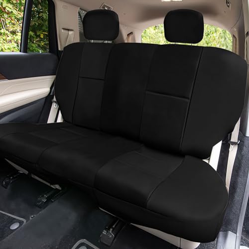 FH Group Full Set Faux Leather Car Seat Covers - Universal Fit, Low Back Front Seat Covers, Solid Back Seat Cover, Easy to Clean, Seat Cover for SUV, Sedan, Van, Black - color: Black, style: Full Set