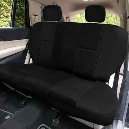 FH Group Full Set Faux Leather Car Seat Covers - Universal Fit, Low Back Front Seat Covers, Solid Back Seat Cover, Easy to Clean, Seat Cover for SUV, Sedan, Van, Black - color: Black, style: Full Set