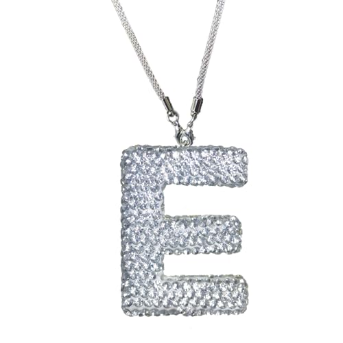 Bling Car Accessories for Women Letter Charm, Rear View Mirror Ornament Cute Hanging Crystal Pendant Girl Car Decorations, Lucky Diamond Rhinestone Girly Charm Interior (White E) - color: White E