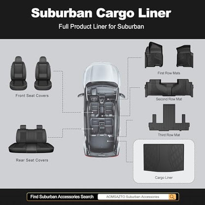 AOMSAZTO Cargo Liner for Chevy Suburban/GMC Yukon XL 2021-2026 - Custom Fit All Weather Trunk Mat TPE Cargo Mat Trunk Liner - size: Suburban 2021-2026