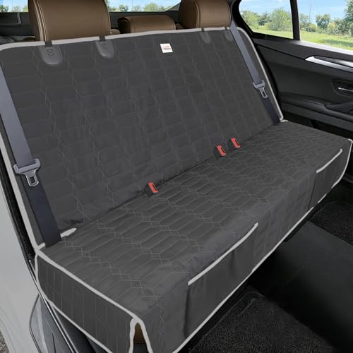 Relidura Dog Car Seat Cover for Back Seat, Waterproof Non-Slip Bench Seat Cover for SUVs, Heavy Duty Rear Seat Protector with Side Flaps for Pets, Kids, Dirt and Spills