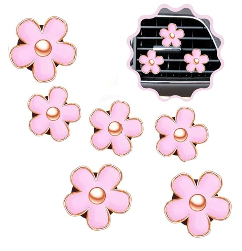6 Pcs Daisy Flower Air Vent Clip Air Conditioning Outlet Clip Car Air Freshener Clip Car Interior Decor Charm Colorful Car Interior Accessories for Girls Women (Pink) - color: Pink