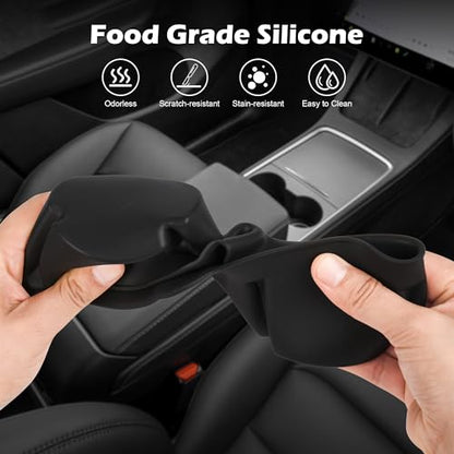 frani Center Console Cup Holder Designed for Tesla Model 3 2021-2023 Model Y 2021-2025,Tesla Interior Center Console Accessories Black - color: Black, style: M3 2021-2023/MY 2021-2025