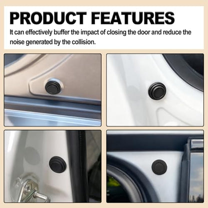 12 Pieces Universal Car Door Shock Absorber Thickened Rubber Anti-Collision Bumper Pads Self-Adhesive Soundproof Door Edge Guards Side Crash Protectors for Most Cars Black