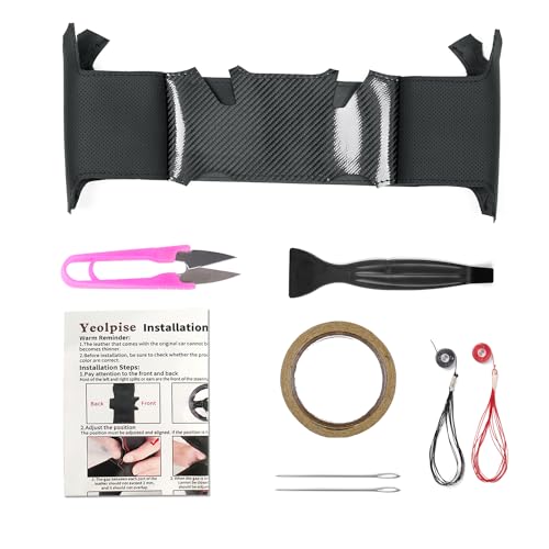 Hand-Stitch Steering Wheel Cover with Microfiber Leather & Carbon Fiber Leather Fit for Toyota Prius V 2012 2015/Prius C 2012 2015 2017/Prius 2010 2012/Prius Plus Prius Plug-in Hybrid 2013 - size: Carbon Fiber + Microfiber