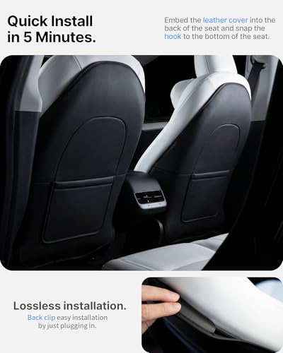 2Pcs for Tesla Model 3/Y 2017-2026 Juniper/Highland(Not for Standard), Leather Seat Back Kick Protectors Accessories, Kids Mats Waterproof Pet Covers