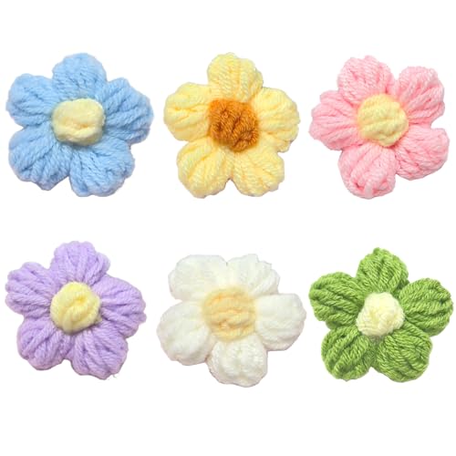 6Pcs Crochet Flower Dashboard Accessories for Cars Cute Car Interior Decor and Aesthetic Dash Decorations Handmade Knit Flower Board Decor for Women’s Vehicles