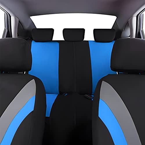 Car Seat Covers Full Set, Breathable Front and Rear Seat Covers with 2mm Composite Sponge Inside, Premium Cloth Automotive Seat Cushion Protectors Covers for Most Cars (Blue) - color: Blue