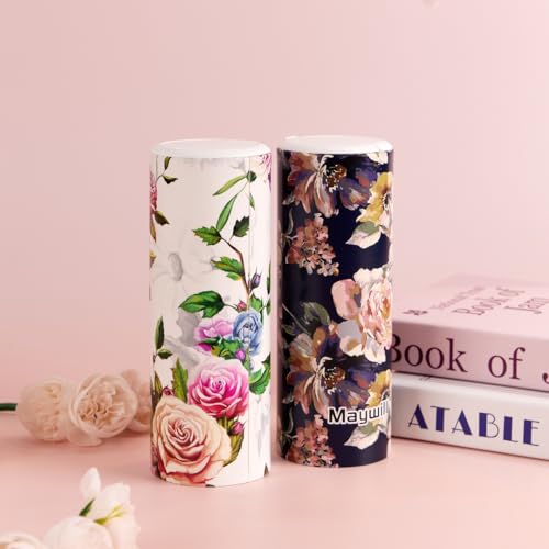 Facial Tissue Cylinder Holder with Cap, Travel Tissue Tubes Box Container, Suitable for Car Cup Holder (4 Pack, 200 Sheets) - style: Roses