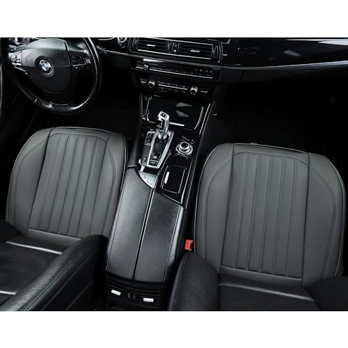 BWTJF Gray Car Seat Cover 2 Pack, Universal Leather Front Seat Covers Bottom Protector, Anti-Slip and Full Wrapping Edge Compatible with Most of Vehicles - SUVs/Sedans/Pickup Trucks - color: Gray, size: StyleA-Stripes