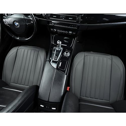 BWTJF Gray Car Seat Cover 2 Pack, Universal Leather Front Seat Covers Bottom Protector, Anti-Slip and Full Wrapping Edge Compatible with Most of Vehicles - SUVs/Sedans/Pickup Trucks - color: Gray, size: StyleA-Stripes