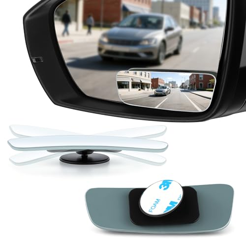 LivTee Blind Spot Mirror, Rectangular Shaped HD Glass Frameless Convex Rear View Mirror with wide angle Adjustable Stick for Cars SUV and Trucks, Pack of 2 - color: Long Rectangular, size: Adhesive Mount