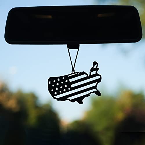 Monssa Eagle Metal Rear View Mirror Accessorie - Black, American Flag Sign Siluette, Lightweight, Powder Coated, Unisex, Indoor, 1 Count - style: American Flag Sign Siluette