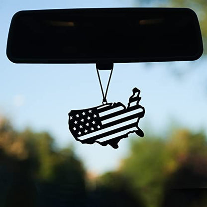 Monssa Eagle Metal Rear View Mirror Accessorie - Black, American Flag Sign Siluette, Lightweight, Powder Coated, Unisex, Indoor, 1 Count - style: American Flag Sign Siluette